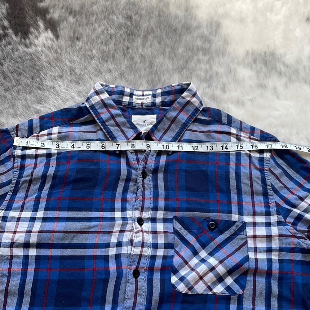 Blue Plaid Men's Shirt - Picture 10 of 11